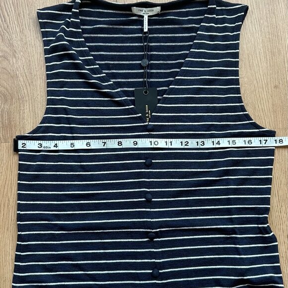 Rag & Bone Striped Knit Button Front Tank Top NWT Navy White L - Picture 9 of 10
